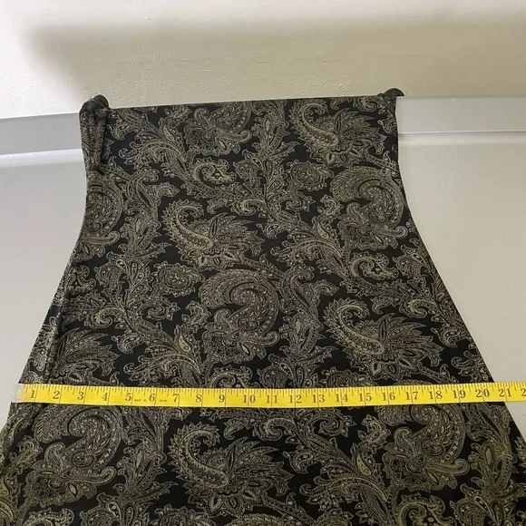 VTG All That Jazz Slinky Knit Black Gold Paisley Short Sleeve Shift Dress Size M - Picture 9 of 9